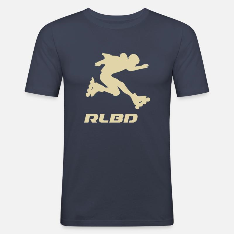 skater jump Rollerblader hell - Männer Slim Fit T-Shirt - Navy
