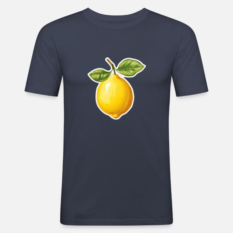 Zitrone mit 2 Blättern - Männer Slim Fit T-Shirt - Navy