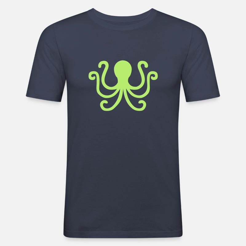 Krake - Männer Slim Fit T-Shirt - Navy