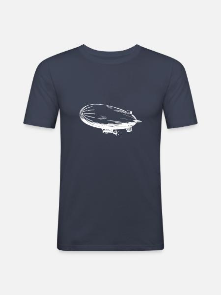 Silhouette d’un dirigeable – Stylé - T-shirt près du corps Homme - bleu marine