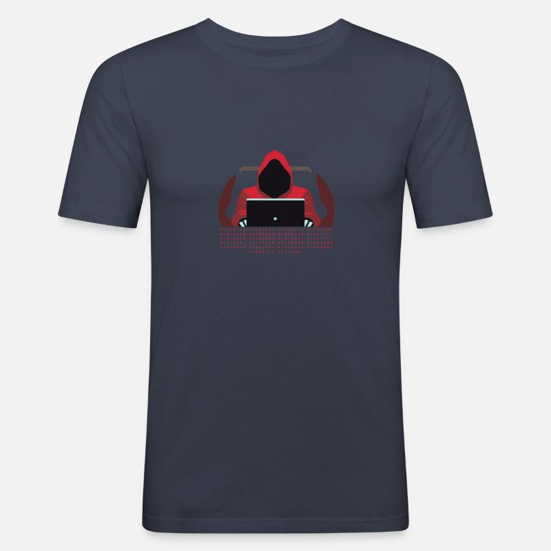 Hacker Binär Code - Männer Slim Fit T-Shirt - Navy