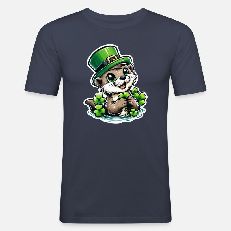 St. Patrick's Otter Spaß - Männer Slim Fit T-Shirt - Navy