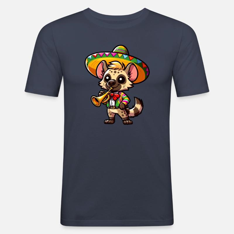 Cinco de Mayo Hyäne Trompeter - Männer Slim Fit T-Shirt - Navy