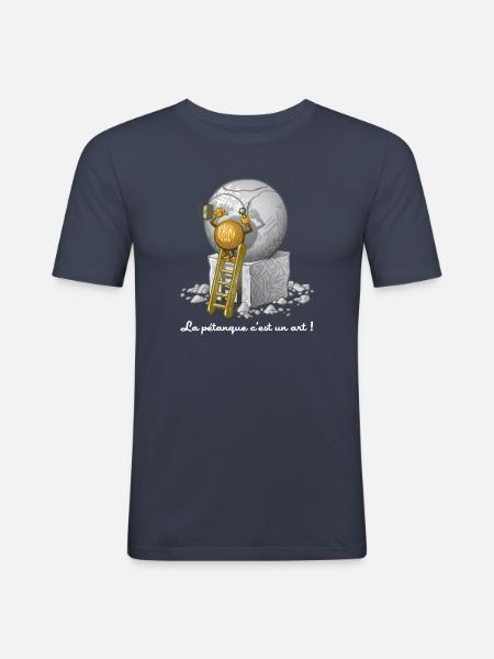 Pétanque ist eine Kunst - Männer Slim Fit T-Shirt - Navy