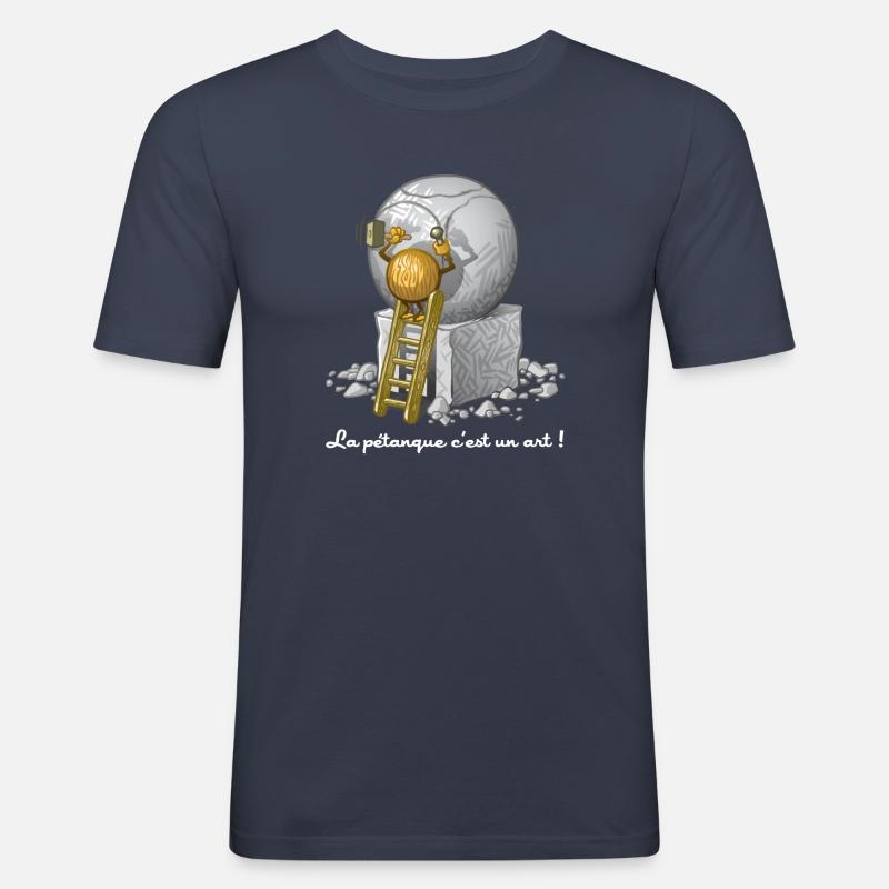 Pétanque ist eine Kunst - Männer Slim Fit T-Shirt - Navy