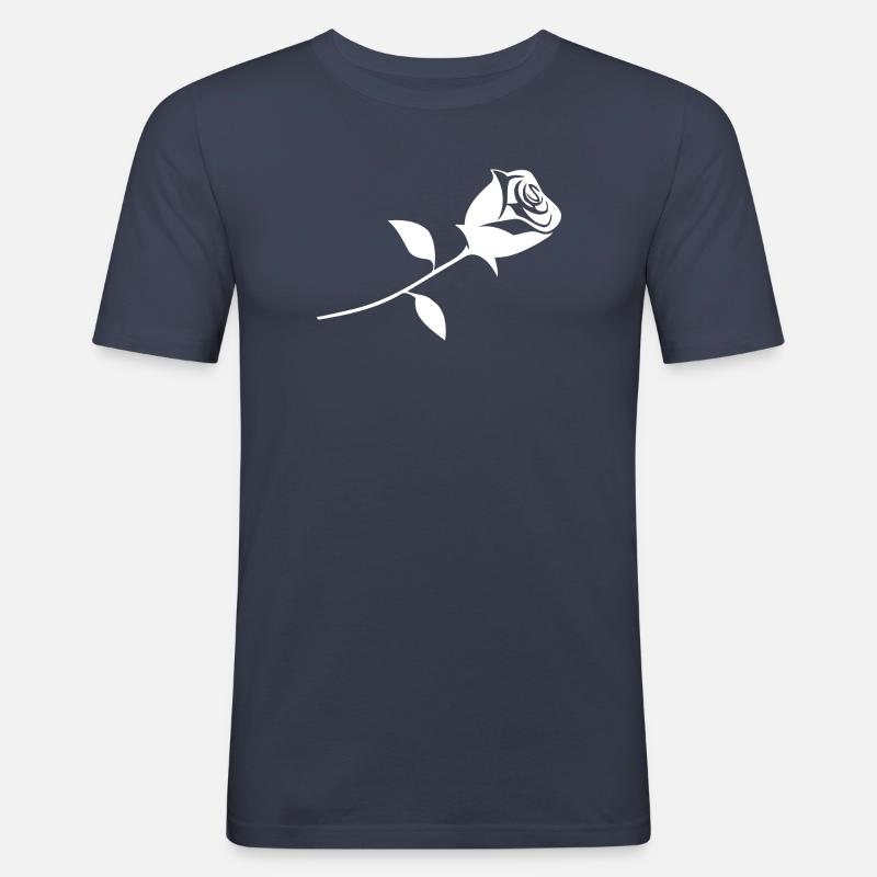 Eine Rose - Männer Slim Fit T-Shirt - Navy