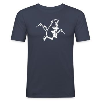Marmotte avec montagnes - T-shirt près du corps Homme - bleu marine - Devant - Nik (191cm)