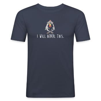 i will hendl this! Spruch Hahn, Hühner - Männer Slim Fit T-Shirt - Navy - Vorne - Nik (191cm)