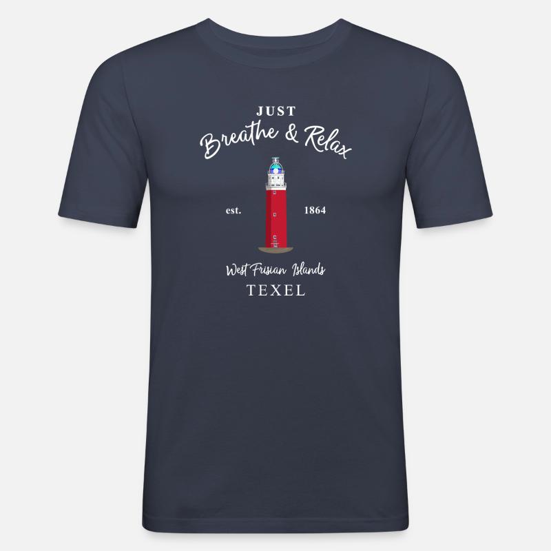 Texel, Relax Lighthouse Eierland, Pays-Bas - T-shirt près du corps Homme - bleu marine