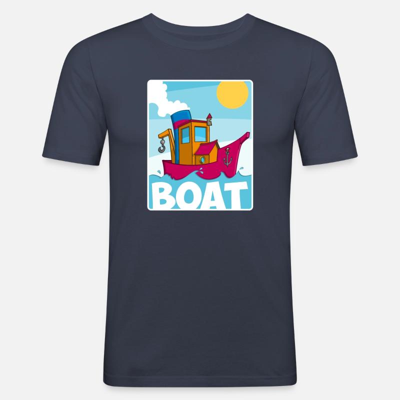Buntes Bild eines lustigen Schleppers - Männer Slim Fit T-Shirt - Navy