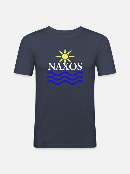 Naxos Sun and Waves Logo Design - Men's Slim Fit T-Shirt - navy