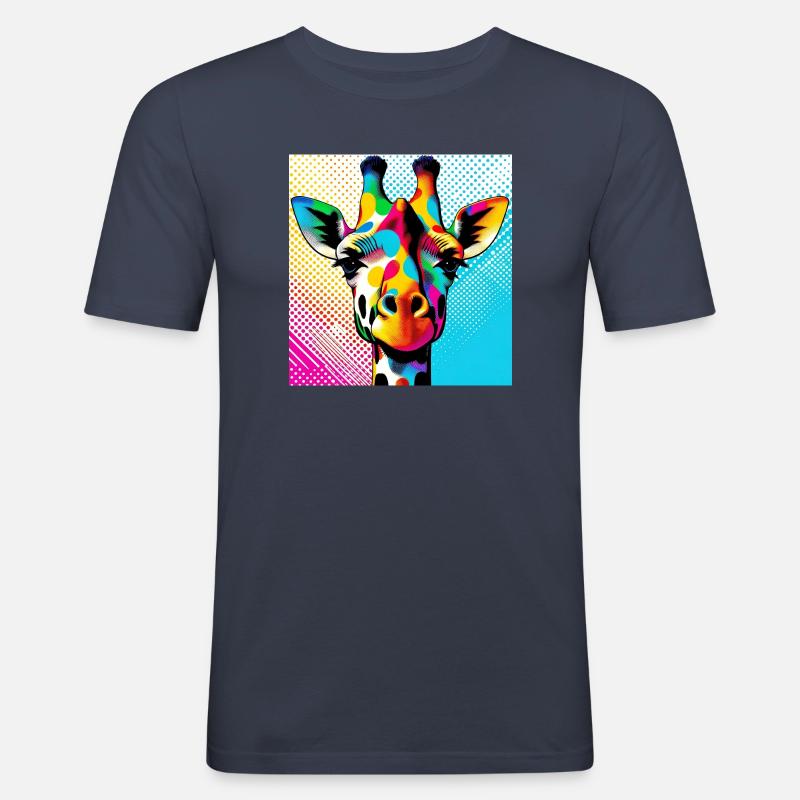 Giraffe Pop Art - Männer Slim Fit T-Shirt - Navy