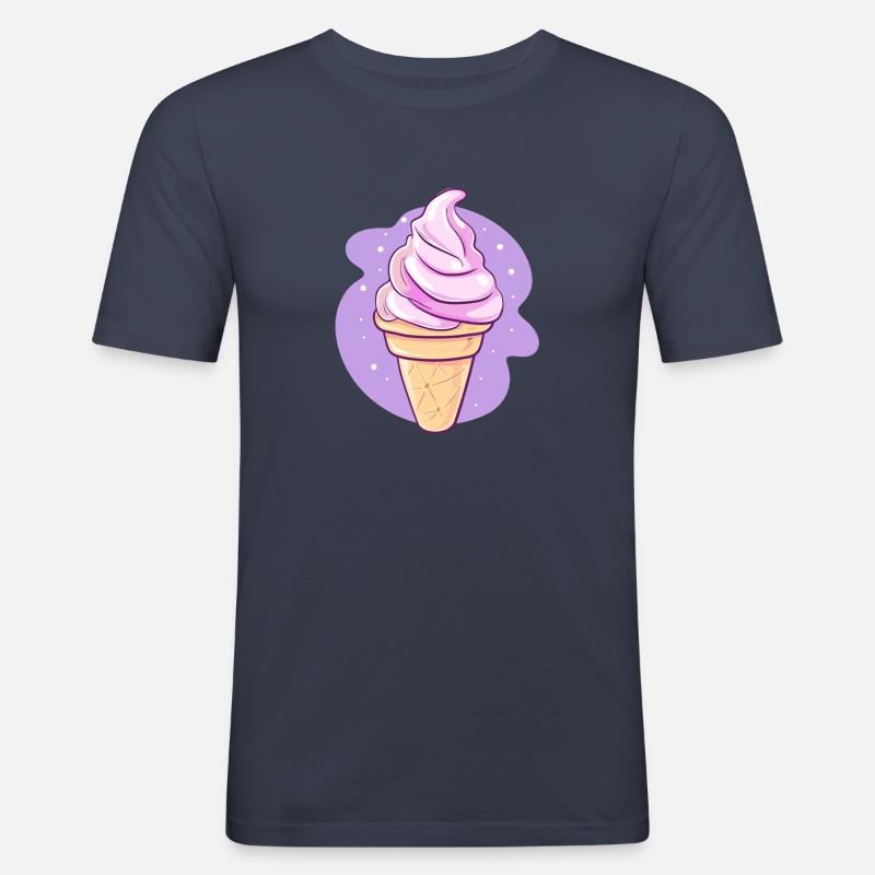 Pinkes Softeis - Männer Slim Fit T-Shirt - Navy