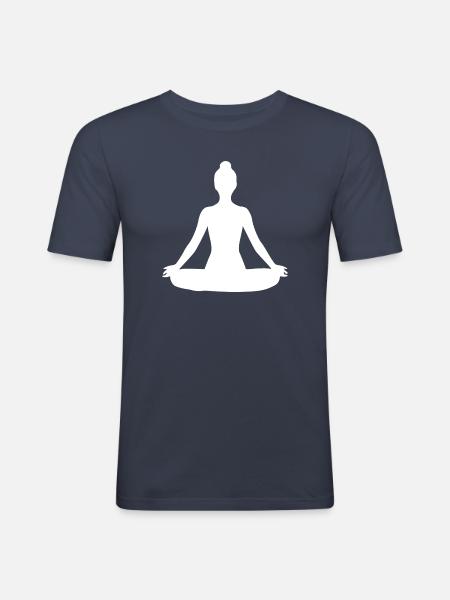 Yoga Silhouettes White Meditation - Men's Slim Fit T-Shirt - navy