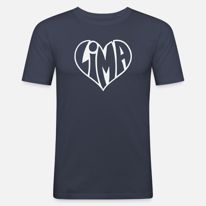 Lima Herz Typo - Männer Slim Fit T-Shirt - Navy