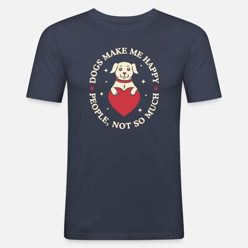 Hunde machen mich glücklich - Männer Slim Fit T-Shirt - Navy