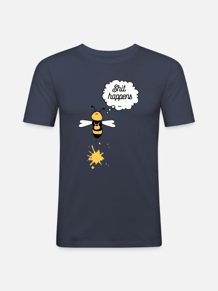 Shit happens bee - Men's Slim Fit T-Shirt - navy