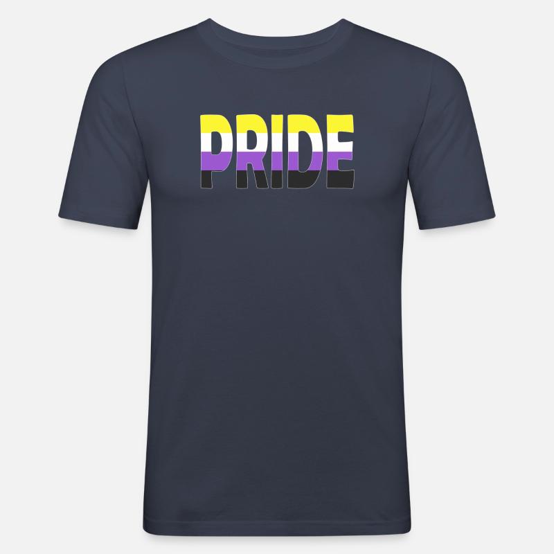 Pride Schriftzug Non-Binary Nichtbinär LGBTQ - Männer Slim Fit T-Shirt - Navy