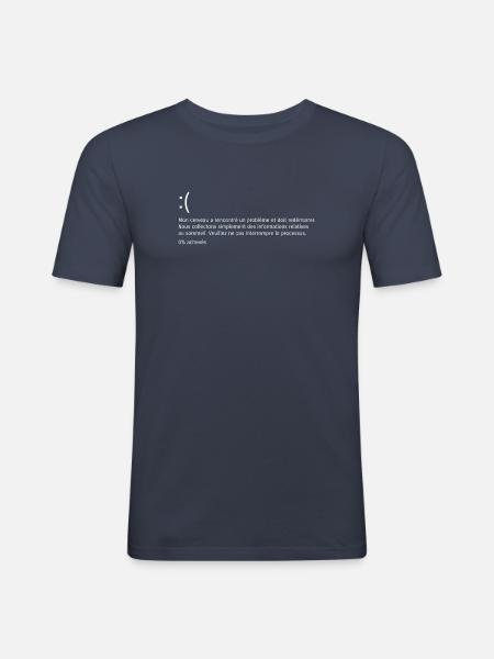 Message d'erreur du cerveau - T-shirt près du corps Homme - bleu marine