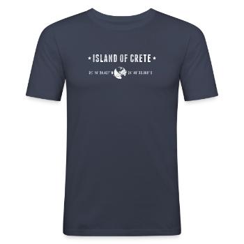 Kreta stilisierte geografische Koordinaten - Männer Slim Fit T-Shirt - Navy - Vorne - Nik (191cm)