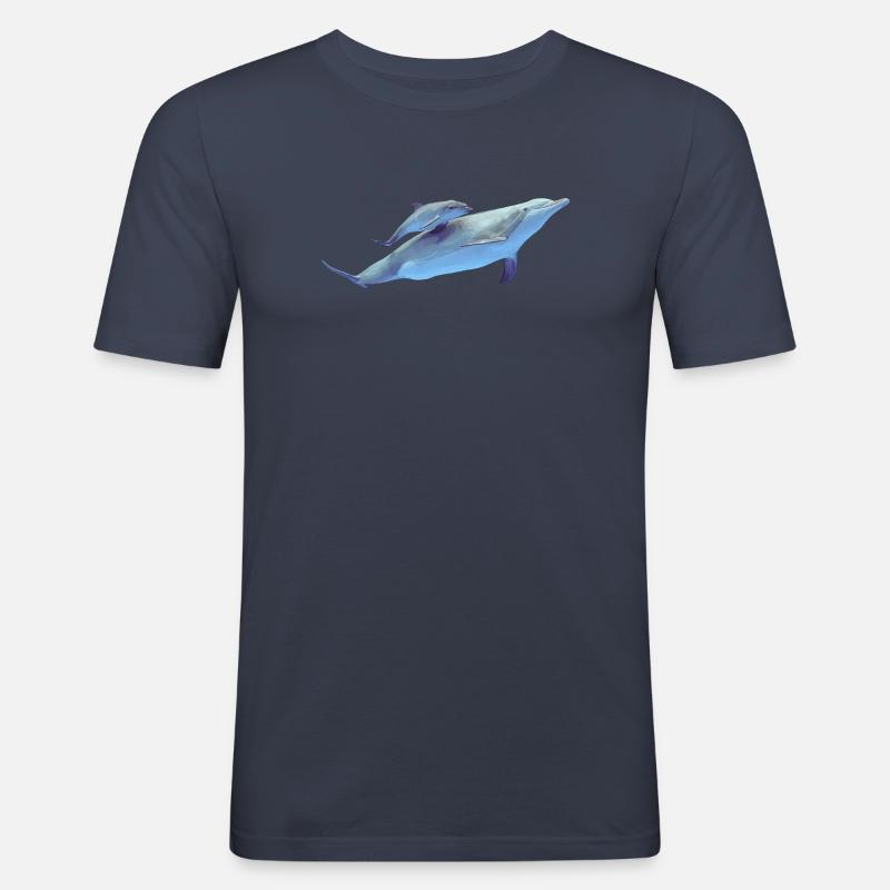 Delfin - Männer Slim Fit T-Shirt - Navy