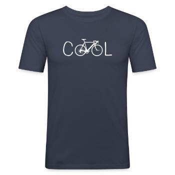 rad radeln fahrrad cool symbol nachhaltig öko LOL - Männer Slim Fit T-Shirt - Navy - Vorne - Nik (191cm)