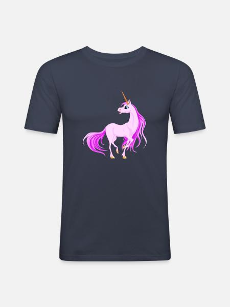 Einhorn - Männer Slim Fit T-Shirt - Navy