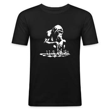 Jeu d’échecs de singe - T-shirt près du corps Homme - noir - Devant - Nik (191cm)