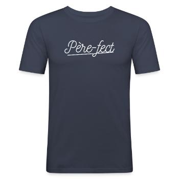 Père-fect sur T-shirt Homme - T-shirt près du corps Homme - bleu marine - Devant - Nik (191cm)