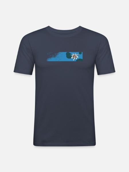 Blue Water Lily on the Water - Men's Slim Fit T-Shirt - navy