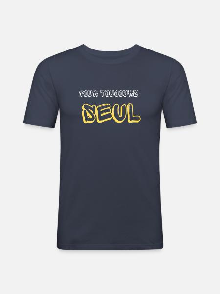 POUR TOUJOURS SEUL - T-shirt près du corps Homme - bleu marine