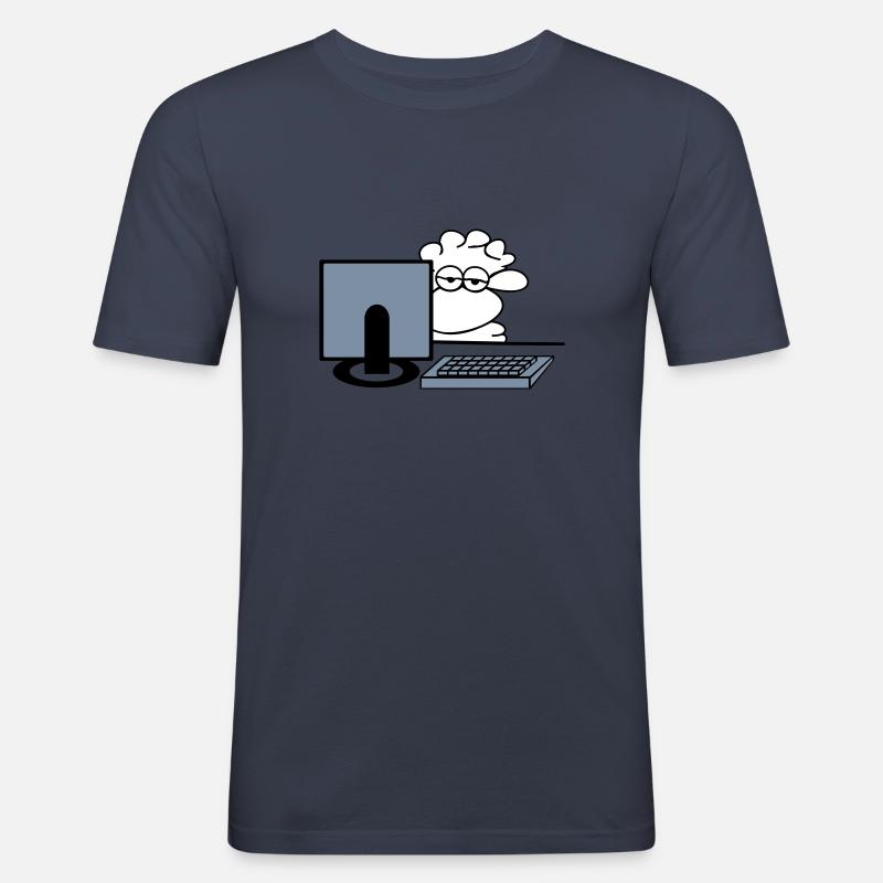 Computerschaf - Männer Slim Fit T-Shirt - Navy
