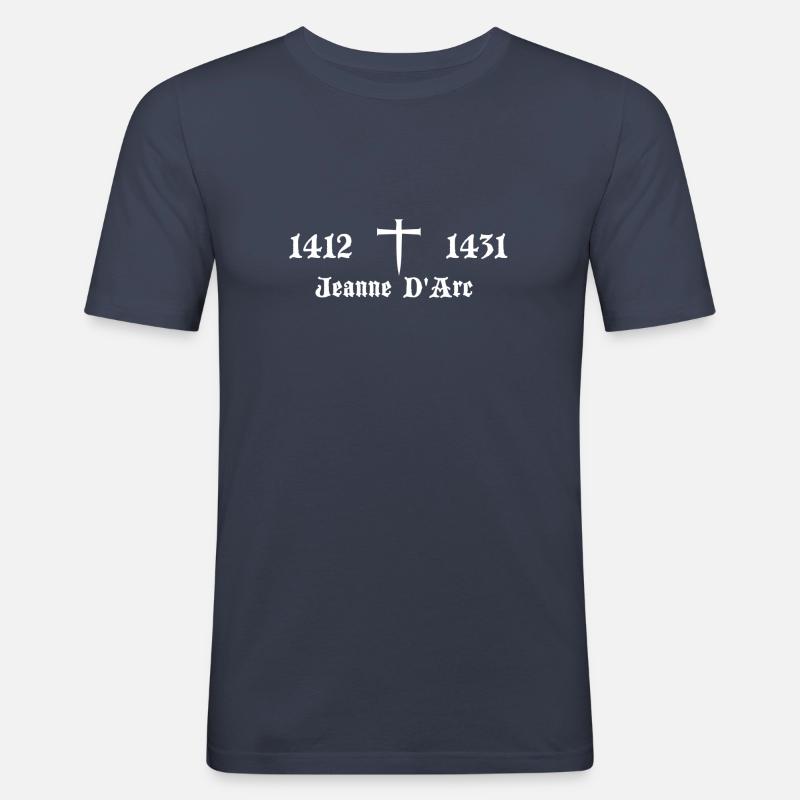 Jeanne D'Arc blanc - Männer Slim Fit T-Shirt - Navy