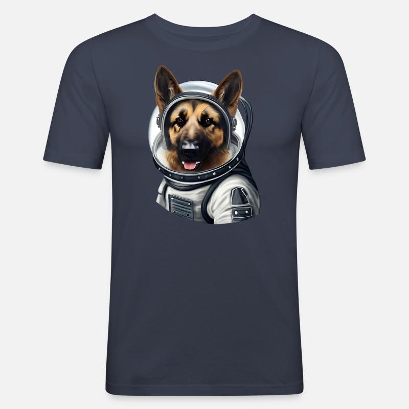 Schäferhund Astronaut - Männer Slim Fit T-Shirt - Navy