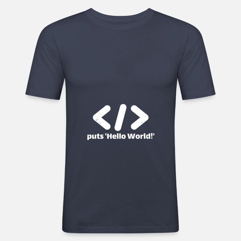 hello world programming ruby - Men's Slim Fit T-Shirt - navy