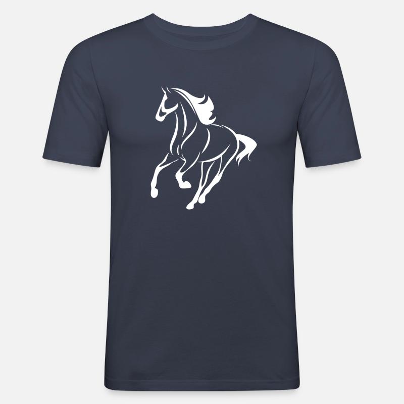 Abbildung Pferd Weiß - Männer Slim Fit T-Shirt - Navy