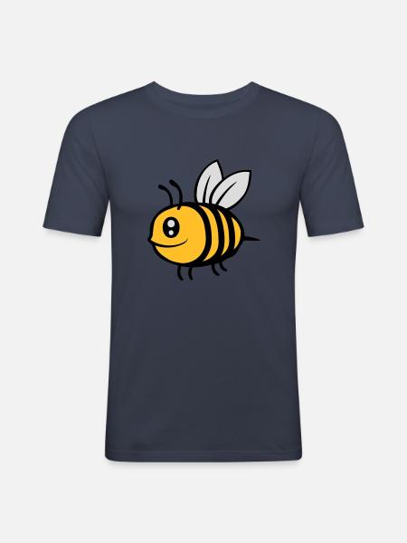 Cute little cartoon bee - Men's Slim Fit T-Shirt - navy