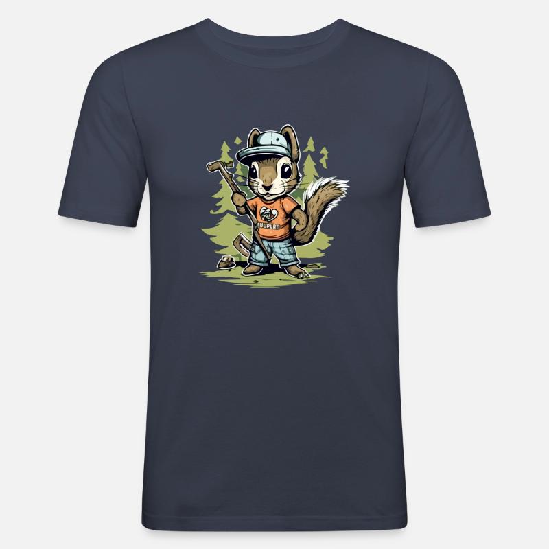 Hacki das Eichhörnchen - Männer Slim Fit T-Shirt - Navy