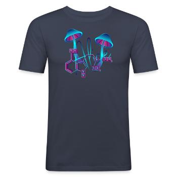 Trash Asset - Alice [violet] - Männer Slim Fit T-Shirt - Navy - Vorne - Nik (191cm)