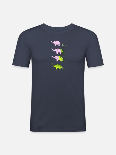 éléphant serpent dinosaure - T-shirt près du corps Homme - bleu marine