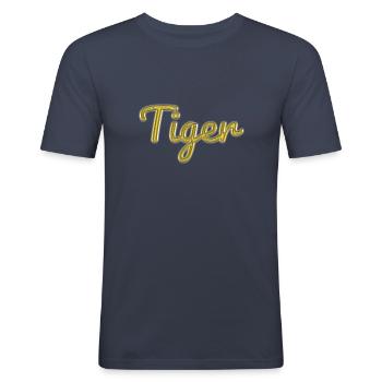 Tiger - Männer Slim Fit T-Shirt - Navy - Vorne - Nik (191cm)