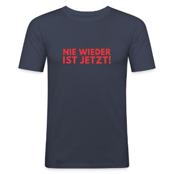 EkelhAfD - Männer Slim Fit T-Shirt - Navy - Vorne - Nik (191cm)