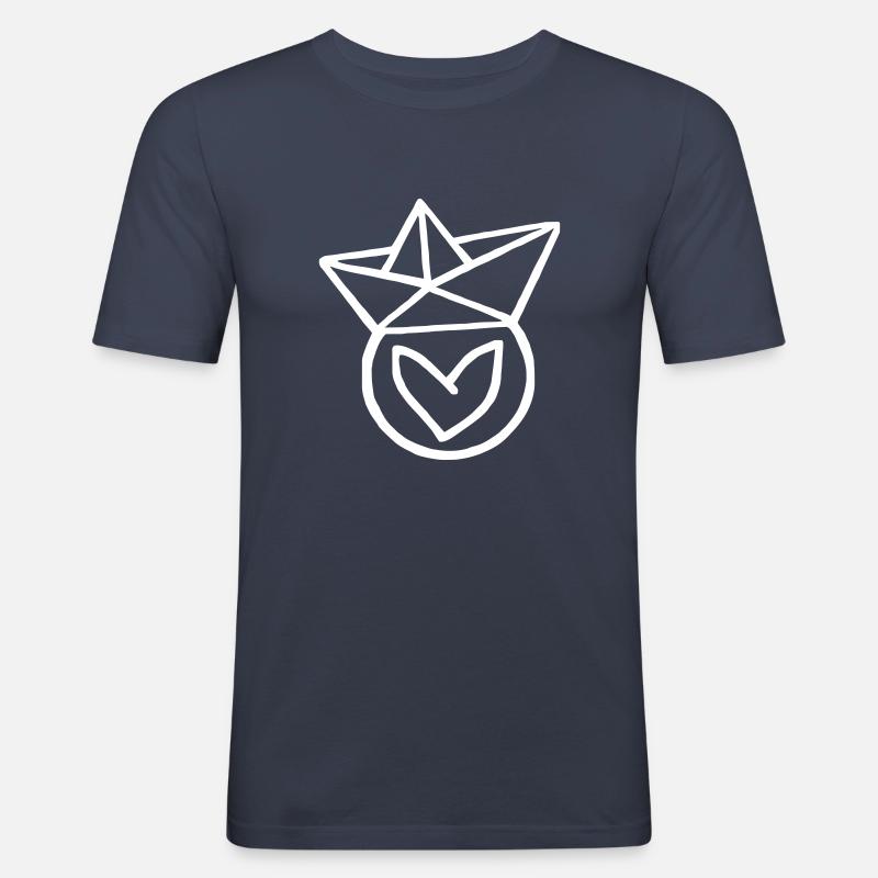 fancyneedle Logo - Männer Slim Fit T-Shirt - Navy