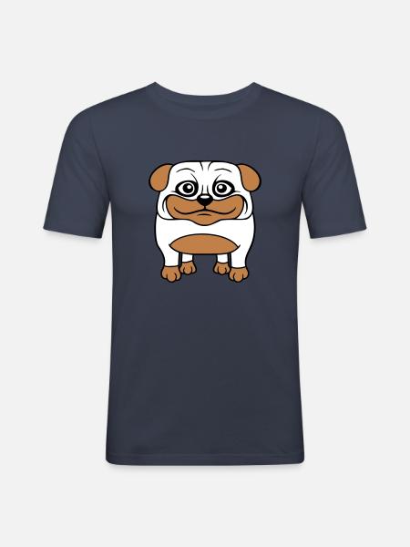 Hund Mops Lille Sød Pik Kærlighed Glad Komisk Sjov - Herre Slim Fit T-Shirt - marineblå