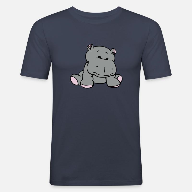 Hippo- / Nilpferd- / Flusspferd-Baby (3C) - Männer Slim Fit T-Shirt - Navy
