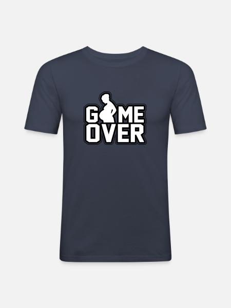 Schwanger- Game Over - Männer Slim Fit T-Shirt - Navy