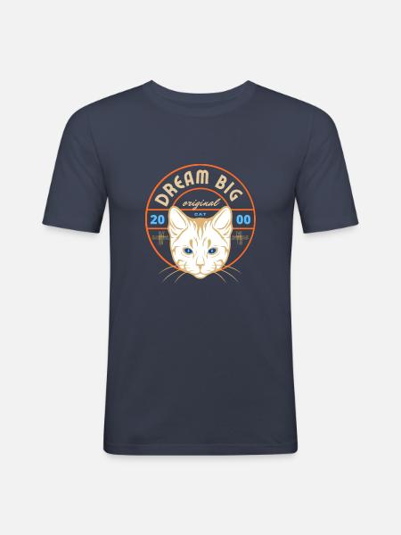 Dream Big Cat - Men's Slim Fit T-Shirt - navy