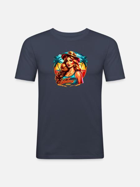 Fille de plage - T-shirt près du corps Homme - bleu marine