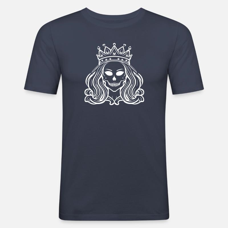 queen skull - Männer Slim Fit T-Shirt - Navy