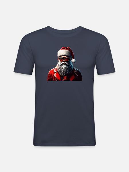 hipster claus - Männer Slim Fit T-Shirt - Navy